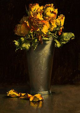 Yellow roses in Indian wedding cup by Bram Stoof