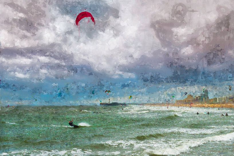 Painted surfers in Scheveningen by Arjen Roos