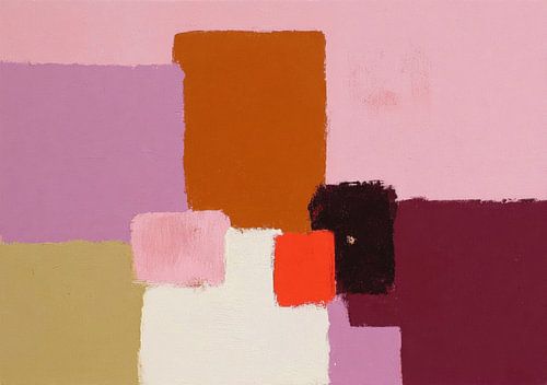 Abstracte kleurcompositie in roze en oker