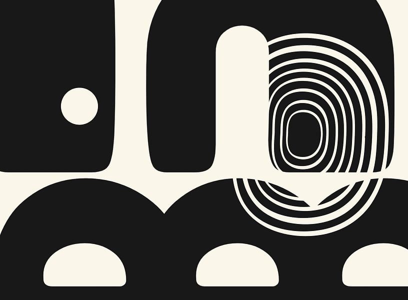 Black White Abstraction Organic Geometric by Mad Dog Art