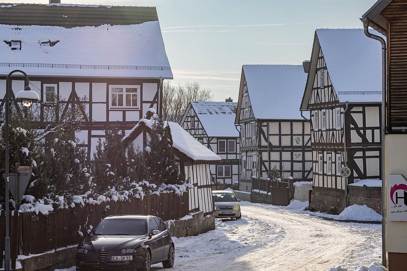 Herleshausen Fachwerkhäuser im Winter von Roland Brack
