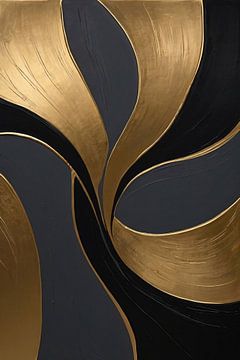 Dynamische Abstractie van Goud en Zwart van De Muurdecoratie