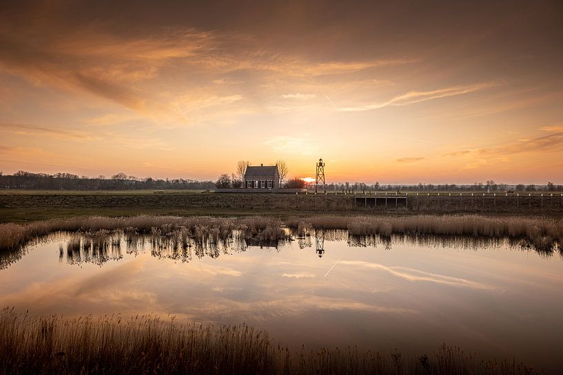 Schokland in Golden Glow by Peter Abbes