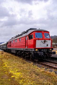 De speciale trein "Winterblitz" kort voor het binnenrijden van Schmalkalden - Thüringen - Duitsland van Oliver Hlavaty