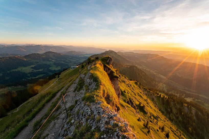 Sunset on the Hochgrat towards Lake Constance by Leo Schindzielorz