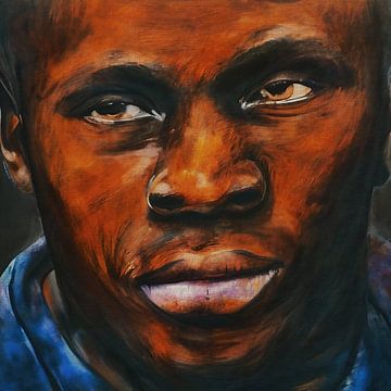 Afro man in close up van Jan Keteleer