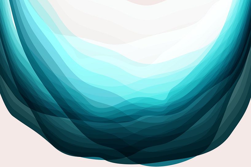 Turquoise and white abstract landscape by Dina Dankers