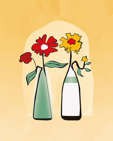 Nature morte minimaliste à deux fleurs par Tanja Udelhofen