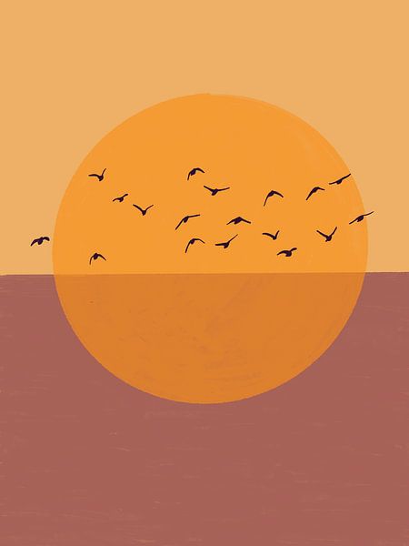 Africa series landscapes orange sun with sea and birds by All Africa