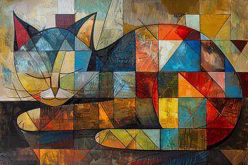 Kubistische kat van Poster Art Shop