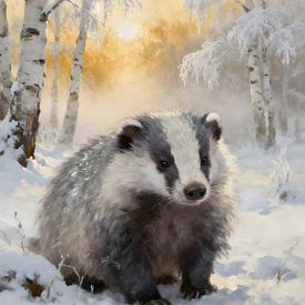 Dachs im Morgenlicht | Veluwe im Winterlicht von Trinkets NL ✪ Design Studio