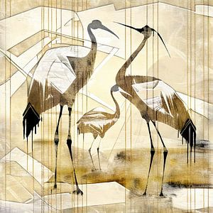 Kraanvogels abstract nature van Bianca ter Riet