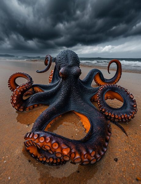 Tintenfisch am Strand von fernlichtsicht