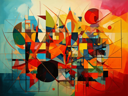 Kleurrijke abstracte compositie met geometrische vormen 