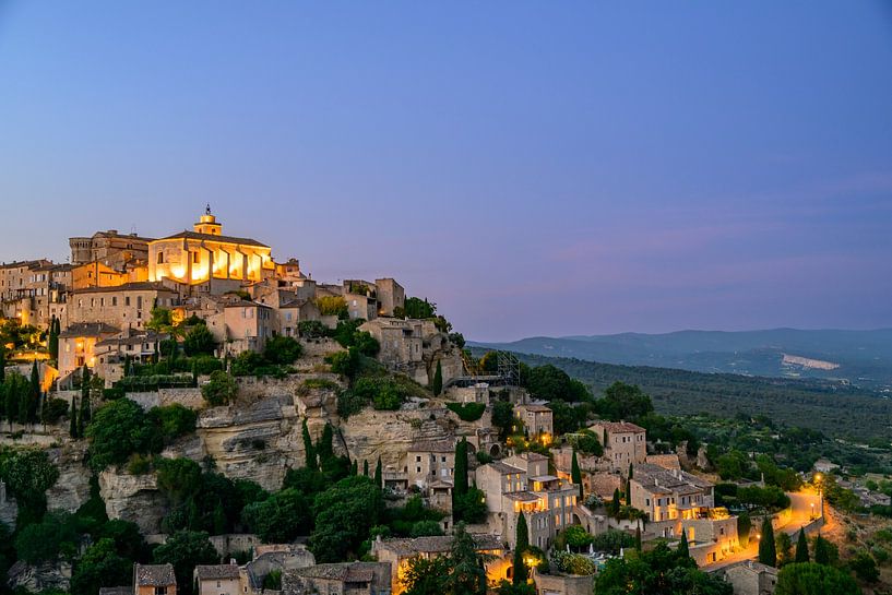 Gordes in de avond in de Provence van Sjoerd van der Wal Fotografie