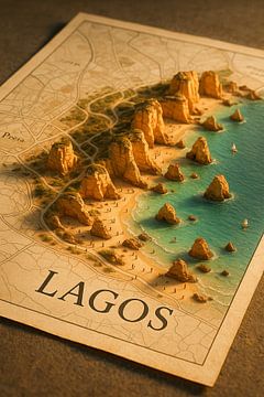 Lagos Ponta da Piedade 3D Kaart - Algarve Strand Muur Art van Travel Shop