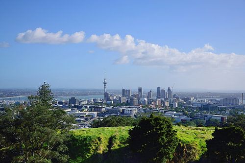 Uitkijkend over de binnenstad van Auckland
