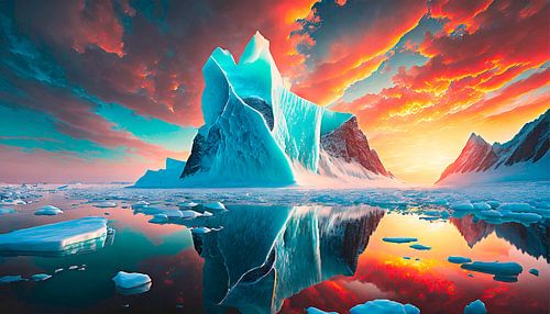 Iceberg avec coucher de soleil