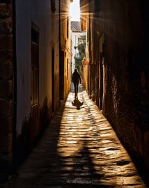 In schmaler Gasse unterwegs