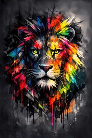 Color Splash Lion – Vibrant Power Portrait by ButterflyPix