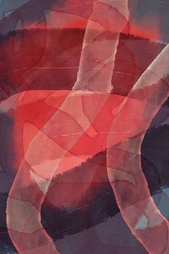 Neon rood, bruin, paars. Modern abstract schilderij. van Dina Dankers