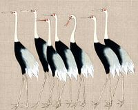 Japan Kraanvogels op Beige