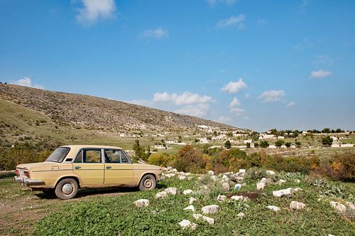 Old lada in Armenian landscape