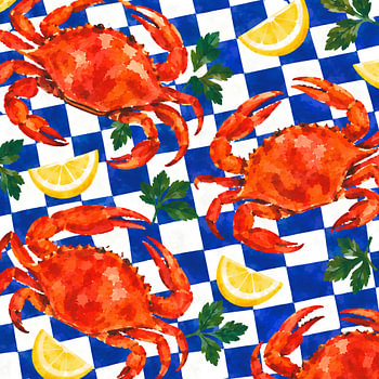 Crabs on Blue Grid