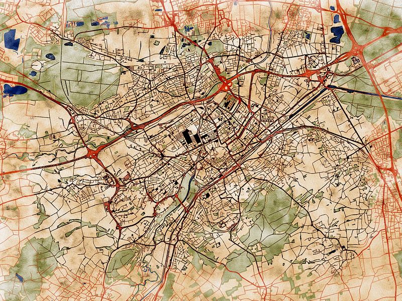 Map of Mulhouse with the style 'Serene Summer' by Maporia