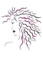 Femme aux boucles roses et noires