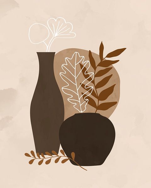 Minimalist still life of autumn leaves