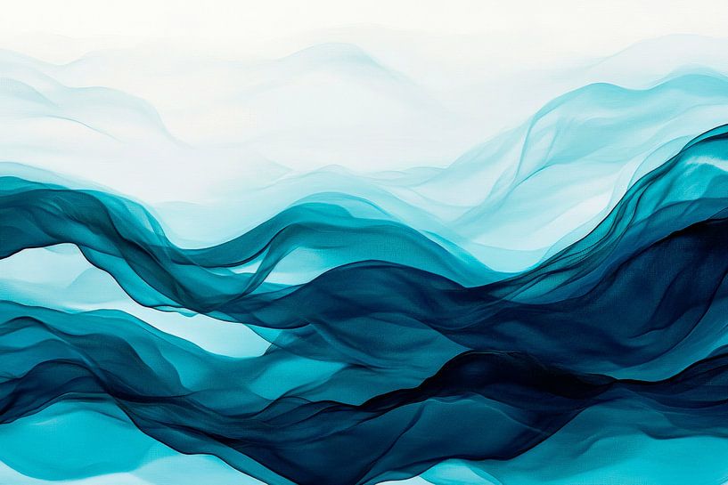 Zachte golven in blauwe tinten van Poster Art Shop