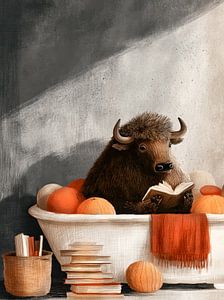 Bison beim Baden