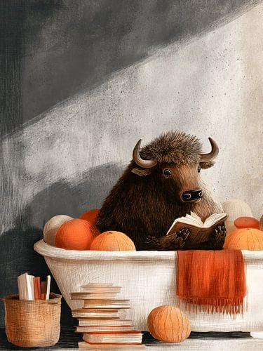 Bison taking bath by JBJart Justyna Jaszke