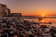 Sunset pebble beach Normandy by Axel Weidner thumbnail