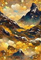 Een Alpijns berglandschap in de stijl van Gustav Klimt
