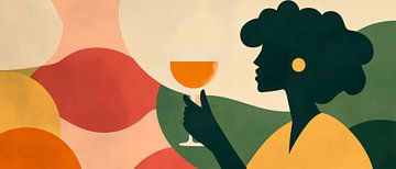 Vrouw met cocktail in modern ontwerp van Poster Art Shop