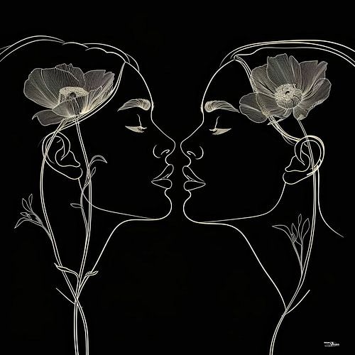 lijntekening van een vrouw met een bloem