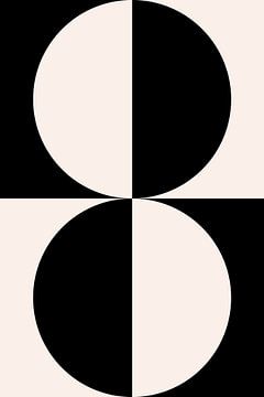 Affiche géométrique minimaliste noire et blanche avec des cercles 1 sur Dina Dankers