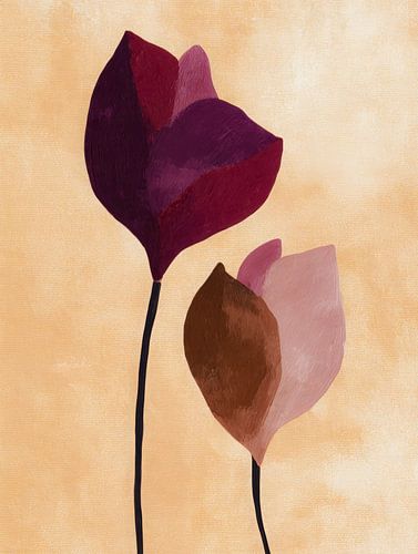 Minimalistische Blumen in warmen Farbtönen