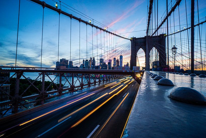 Brooklyn Bridge NYC Zonsondergang van Eline Chiara