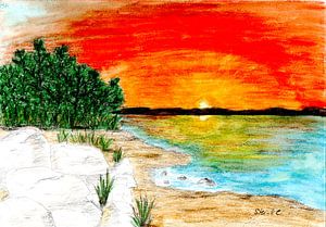 Sunset on the beach by Sandra Steinke