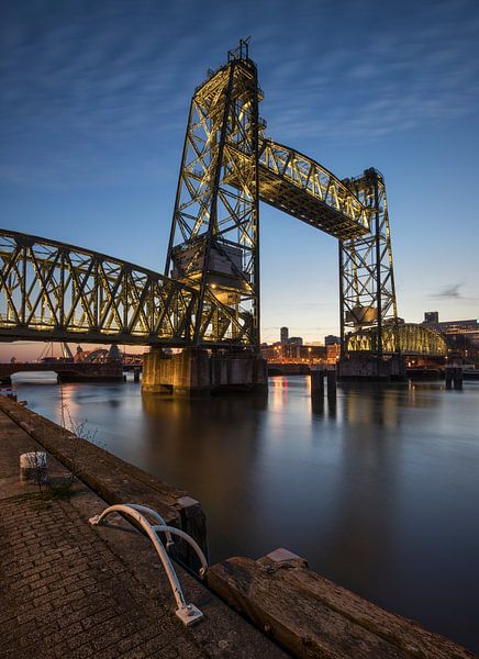 The old railbridge "De Hef" in Rotterdam during the blue hour by Raoul Baart