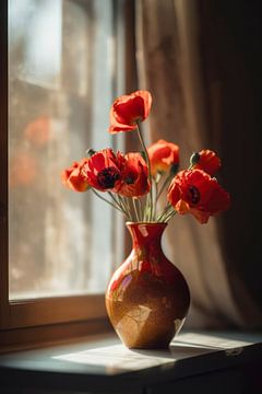 Poppy In Vase by Treechild
