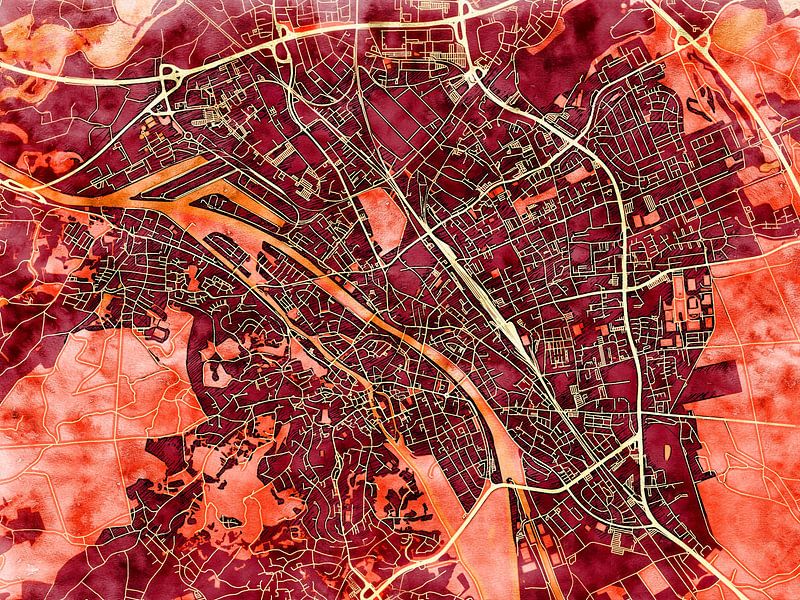 Map of Bamberg with the style 'Amber Autumn' by Maporia