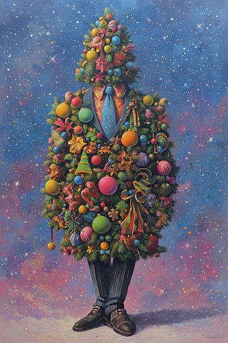 Weihnachtsbaum mit Krawatte und Schuhen