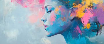 Portrait coloré d'une femme de profil sur Poster Art Shop