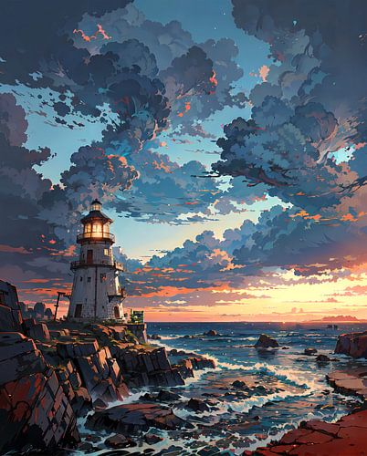 vuurtoren aan de kustlijn