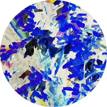 Abstracte kunst in ultramarijn en beige