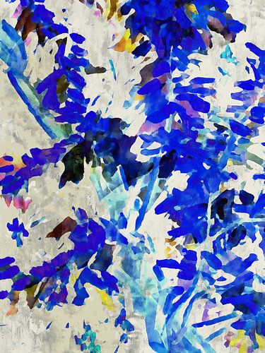 Abstracte kunst in ultramarijn en beige